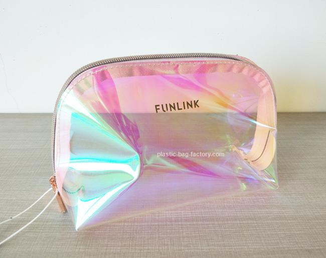 幻彩PVC化妆品袋，粉色少女幻彩化妆品袋，迷你可爱幻彩透明化妆品袋