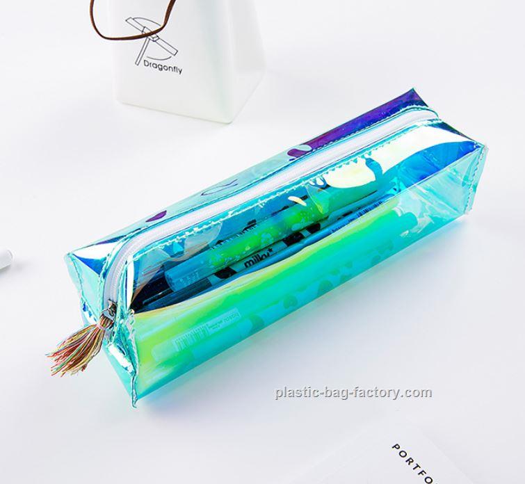 镭射PVC防水笔袋，幻彩PVC文具袋，彩虹膜PVC化妆包