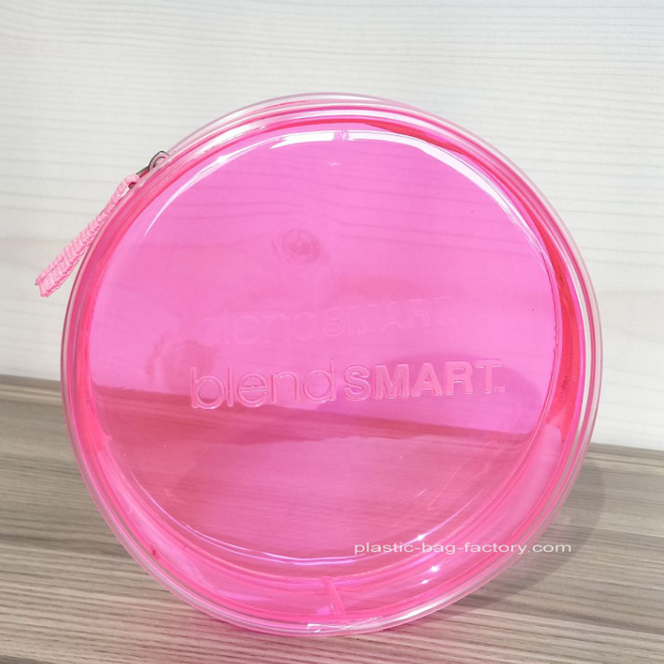 透明PVC防水化妆包，粉色少女圆筒形化妆袋，Logo可定制