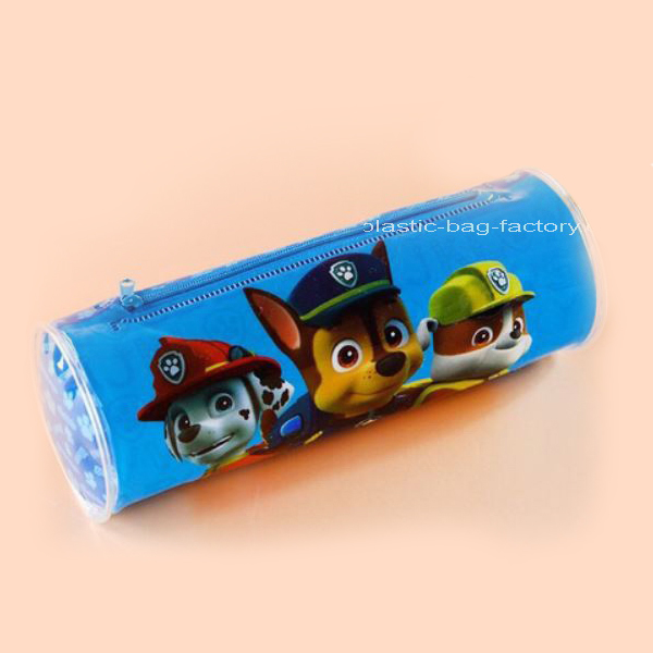 PVC笔袋，PVC文具笔袋，PVC圆筒笔袋，PVC圆筒拉链袋